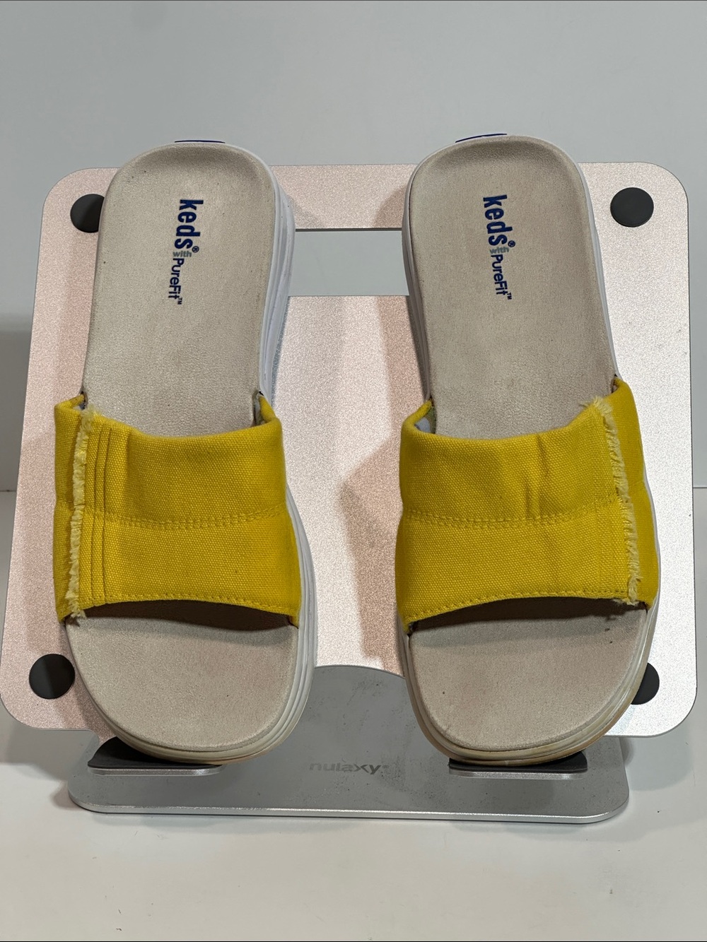 Keds PureFit Yellow Canvas Slide Sandals